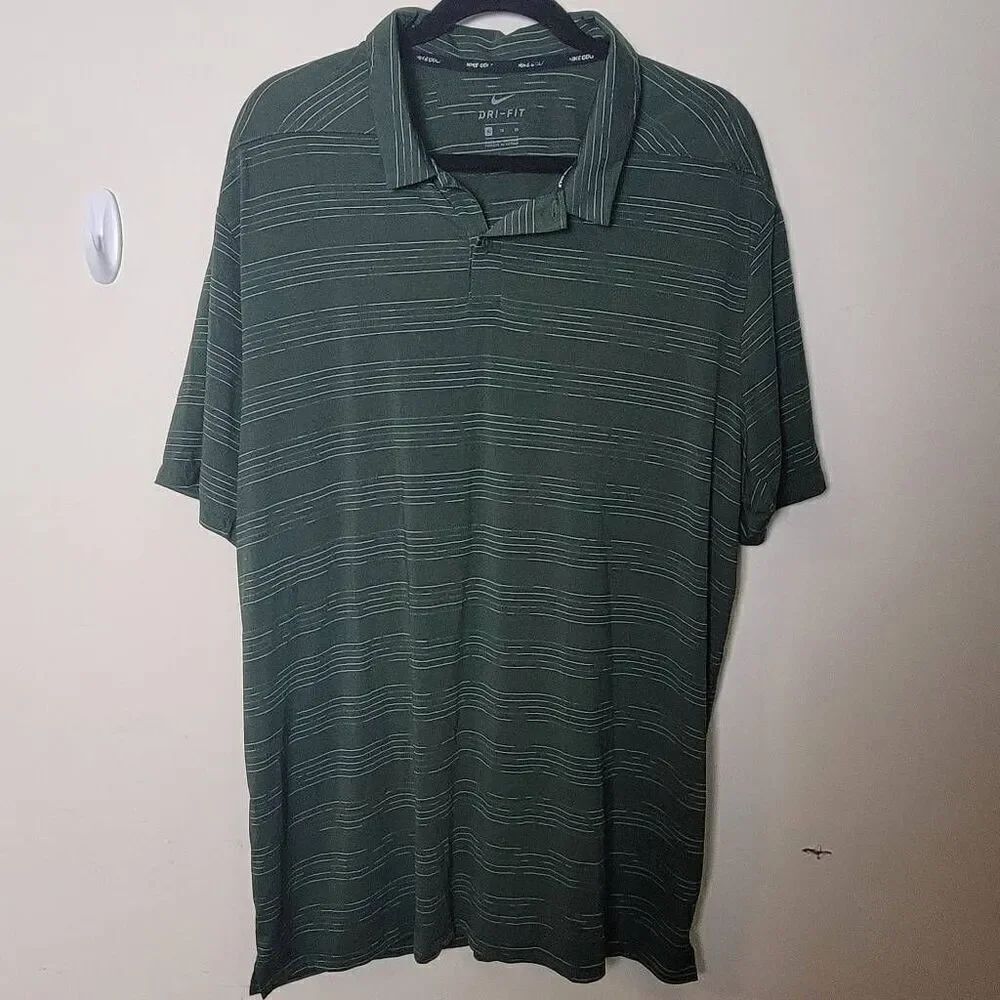 Nike Golf Men's Size XL Polo shirt Dri-Fit Golf Top AR2815 Green Striped